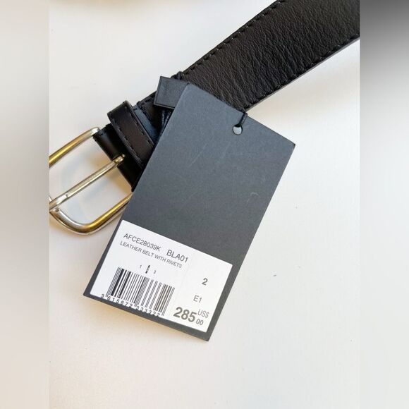 The Kooples black Leather embellished silver, gold, crystals Belt with rivets - Picture 5 of 12